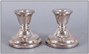 Pair Of Silver Dwarf Candlesticks, Fully Hallmarked AS (Argyll Silver) Birmingham