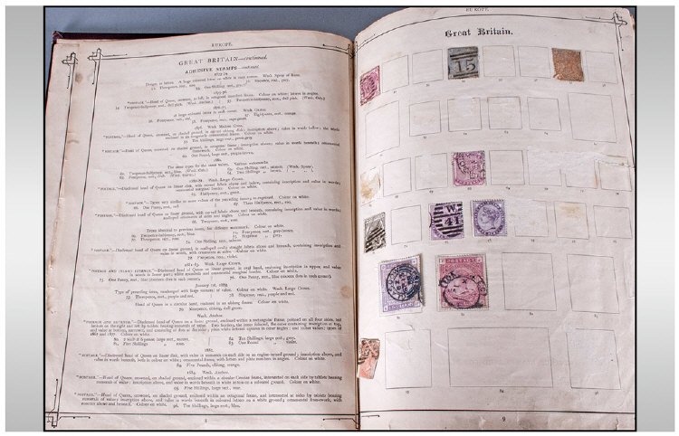 Very Interesting Imperial Postage Stamp Album from 1892. Contains Victorian including 2 Margin