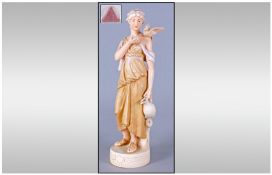 Royal Dux Classical Figure `Woman Watercarrier` in Roman dress. Circa 1900. Pink triangle to base