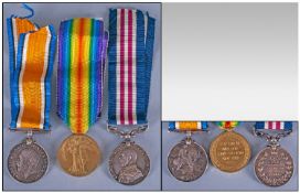 World War I Trio Of Medals Awarded To 36801 PTE H.Cox 5/E Lan.R. Comprising George V Military medal
