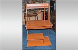 Modern Computer Desk teak veneere with CD storage & pull out keyboard tray.