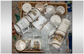 A Collection of Glass and Pottery Masonic Mugs. ( 30 ) Pieces approx.