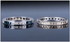 Early 20th Century 18ct White Gold Full Eternity Ring Set With Alternating Calibre Cut Sapphires