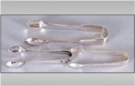 Victorian Pair of Silver Large Sugar Nips. Hallmark London 1870. Plus two Pairs of Edwardian Silver