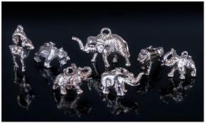 Collection Of Eight Heavy Silver Animal Charms