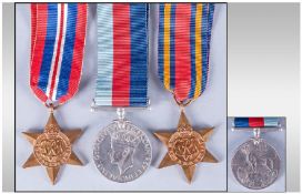 Three WW2 Medals To Include The Burma Star, The 1939-1945 Star And The 1939-1945 Medal On Ribbons