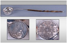 George III Silver Inserted Con Punch / Toddy Ladle. With a George III Silver 1787 Shilling to Base