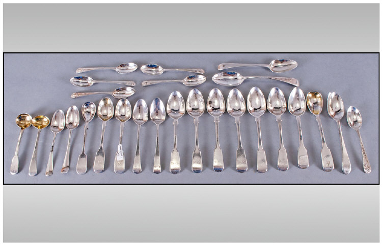 Collection Of 18/19th Century Silver Teaspoons, Approximately 26