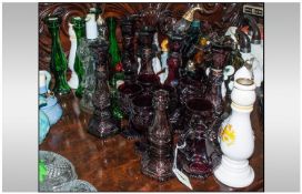 Selection of Avon Glass Scented Bottles and Cape Cod Ruby Red Collection including 6 candlesticks