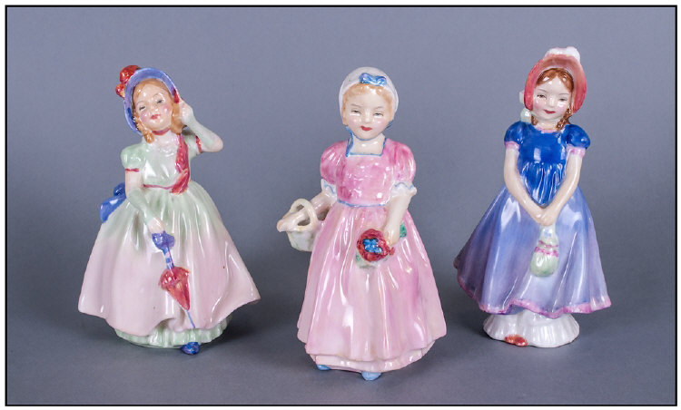 Royal Doulton Early Small Figures, 3 in total, 1. Ivy HN1768, 4.75`` in height, 2. Tinkle Bell