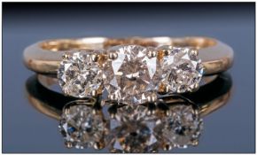 18ct Gold Three Stone Diamond Ring, total estimated weight 1.5ct.
