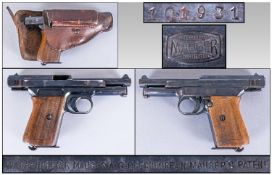 WITHDRAWN XXXX Mauster Model 1910 Sidelatch World War I Semi Automatic Pistol, Serial Number