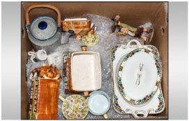 Box of Assorted Ceramics including Cottage Ware, Oriental and Crested Ware.