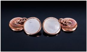 Edwardian Gents Pair Of 9ct Gold & Pearl Cufflinks. Marked 9ct.