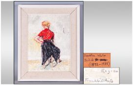 A Contemporary Oil Painting On Panel, dated Feb 9 1964. Depicting a model in a red blouse sitting