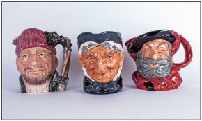 Royal Doulton Character Jugs, 1. Lumberjack, D6610, Designer Max Henk, 7.25`` in height, 2. Granny,