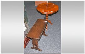 A Small Mini Oak Drop Leafed Coffee Table. Together with an Italian Inlaid top side table on Tripod