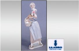 Lladro - Early Figure `Girl With Cockerel`. Model Number 4591. Designer F.Garcia. Issued 1969,