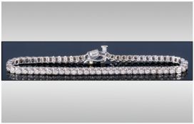 18ct White Gold Diamond Tennis Bracelet, Set With Round Modern Brilliant Cut Diamonds, Estimated