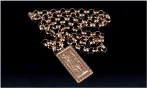 9ct Gold Belcher Chain and St Christopher Ingot, the chain 20 inches long, marked 9ct to the ring