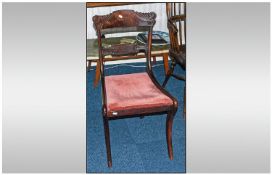 Mahogany Hall Chair, with Pink Upholstered Loose Cushioned Seat.
