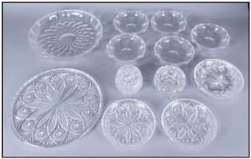 Collection of Crystal Glassware comprising large dessert dish and five matching individual dishes,
