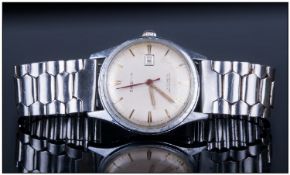 Gents Excellia Wristwatch, Silver Dial With Gilt Hands & Batons. Red Second Hand. Date Aperture. 17