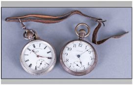 Openfaced Waltham Pocket Watch white enamelled dial with Arabic numerals and subsidiary seconds,