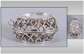 Silver Judaica Shabbat Travel Candlestick Holder, Stamped Silver, Made In Israel, Twisted Openwork