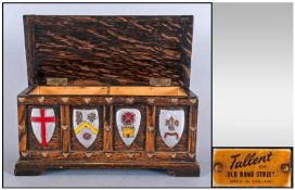 1930`s Miniature Oak Heraldic Coffer, with decorated sheilds to the front. Originally used as a