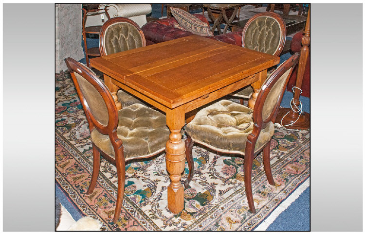A Gold Oak 1930`s Flip Top Dining Table on Jacobean style turned legs. When closed 30x36``.