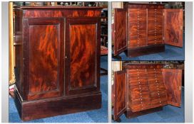 A Late Georgian Antique Mahogany Specimen Collectors Cabinet Of Impressive Size. The cabinet in