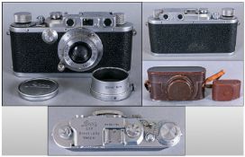 Leica IIIa Camera c1938 D.R.P Ernst Leitz Wetzlar No 302196 Chrome, with a Leitz Elmar f=5cm lens