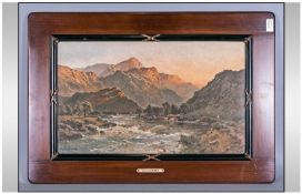 Framed Coloured Print Depicting `The Hills Of Perth` with plaque showing title to frame. 24x15``