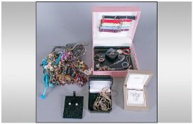 Collection of Costume Jewellery including a bag of statement necklaces and a gemstone chip
