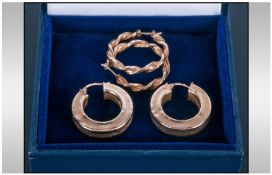 Ladies 9ct Gold Earrings, two pairs. Fully Hallmarked 6.3 grams.