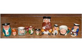 Collection Of 8 Small Character & Toby Jugs, plus 1 taller toby jug