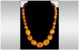 Antique Graduated Natural Coloured Amber Bead Necklace, `Butterscotch` colour. Finest quality. 18``