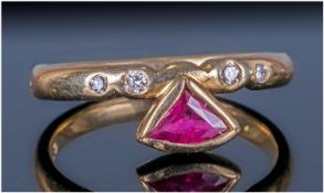 18ct Gold Diamond & Ruby Designer Ring.
