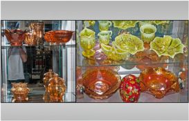 Large Collection Of Carnival Glass, comprising Bowls, lidded ginger jar, milk jug etc, 13 in total.