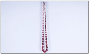 Cherry Coloured Amber Beads, Long Strand Of Graduating Amber Beads Ranging From 31x24mm to 10x8mm,