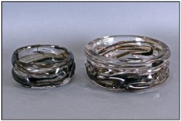 Whitefriars 1960`s Streaky Knobbly Bowls, 2 in total. The sinuous sculptural bowls was designed by