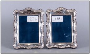 Pair Of Silver Photo Frames, Fully Hallmarked Francis Howard Sheffield 1991, Velvet Backed With