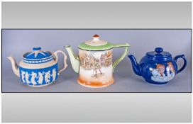 Royal Doulton Dickens Series Ware Teapot 1. Barnaby BridgeD2973, 7`` in height, 2. Wade Teapot for