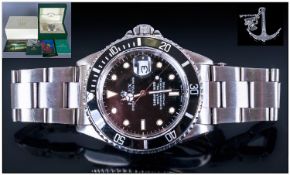 Gents Rolex Submariner Wristwatch. Reference 16610. Black dial & bezel with date aperture.