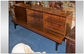 G Plan Style Glazed Front Sideboard Cabinet. With 2 Glass Sliding Drawers on One Side and One Solid
