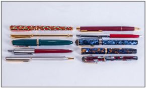 Collection Of Vintage Fountain Pens & Ballpoint Pens, 10 in total. Comprising Watermans, Conway