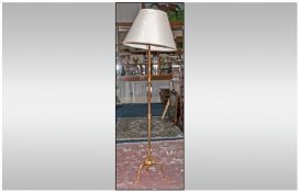 French Standard Lamp and Cream Shade, tripod base, 48 inches high.
