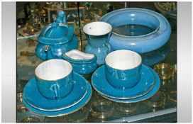 Collection of Blue Lustre Carlton Ware. Comprising Two Cups and Saucers, Teapot, Sugar Bowl and