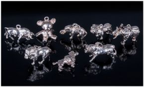 Collection Of Eight Heavy Silver Charms